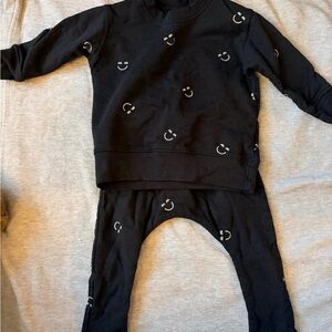 Kids Black Matching Set with Smiley Design